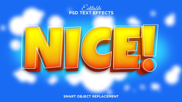 Modern bold cartoon text effect with blue sky background