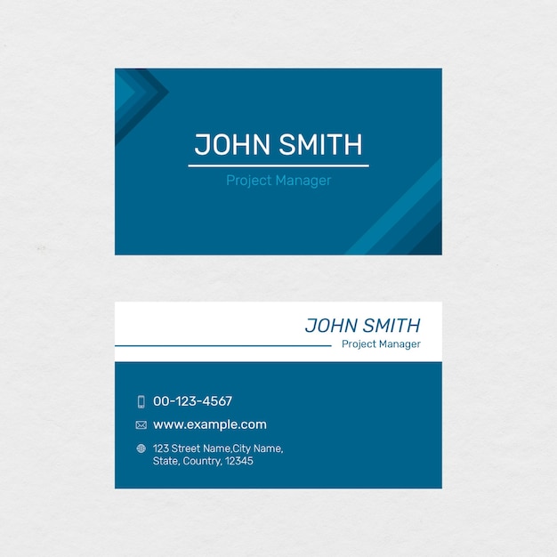 Modern business card template psd in navy blue