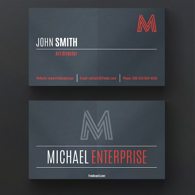 Free PSD modern business card with dark colors