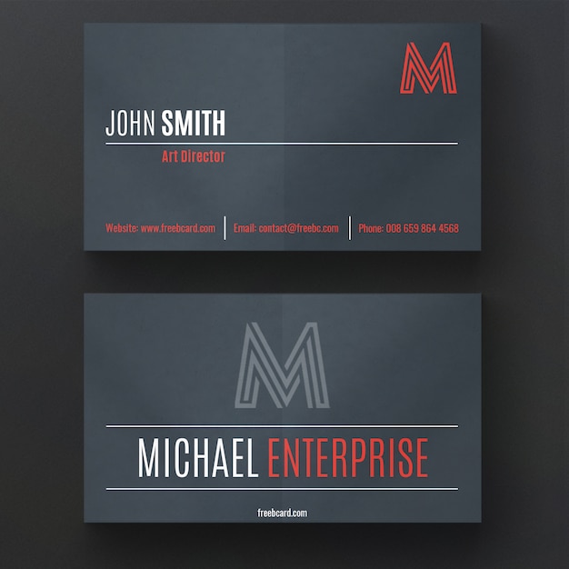 Modern Business Card with Dark Colors – Free PSD Download