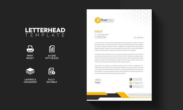 Free PSD modern business and corporate letterhead template design