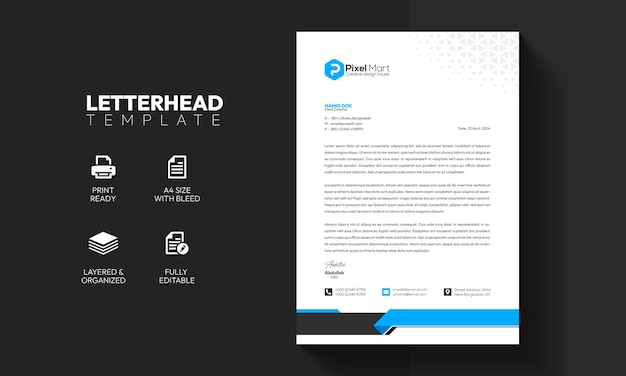 Free PSD modern business and corporate letterhead template design