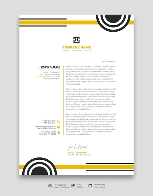 Free PSD modern business and corporate letterhead template