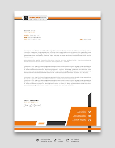 Free PSD modern business and corporate letterhead template