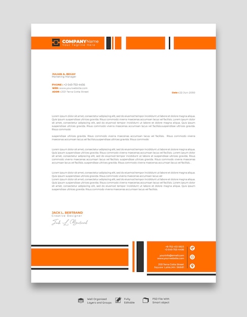 Free PSD modern business and corporate letterhead template