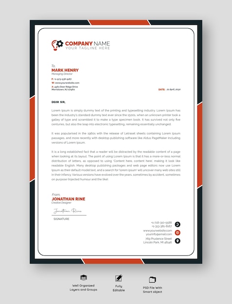 Free PSD modern business and corporate letterhead template