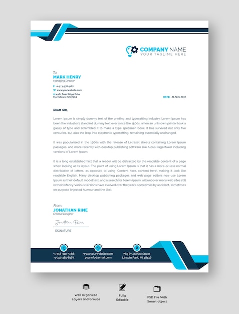 Free PSD modern business and corporate letterhead template