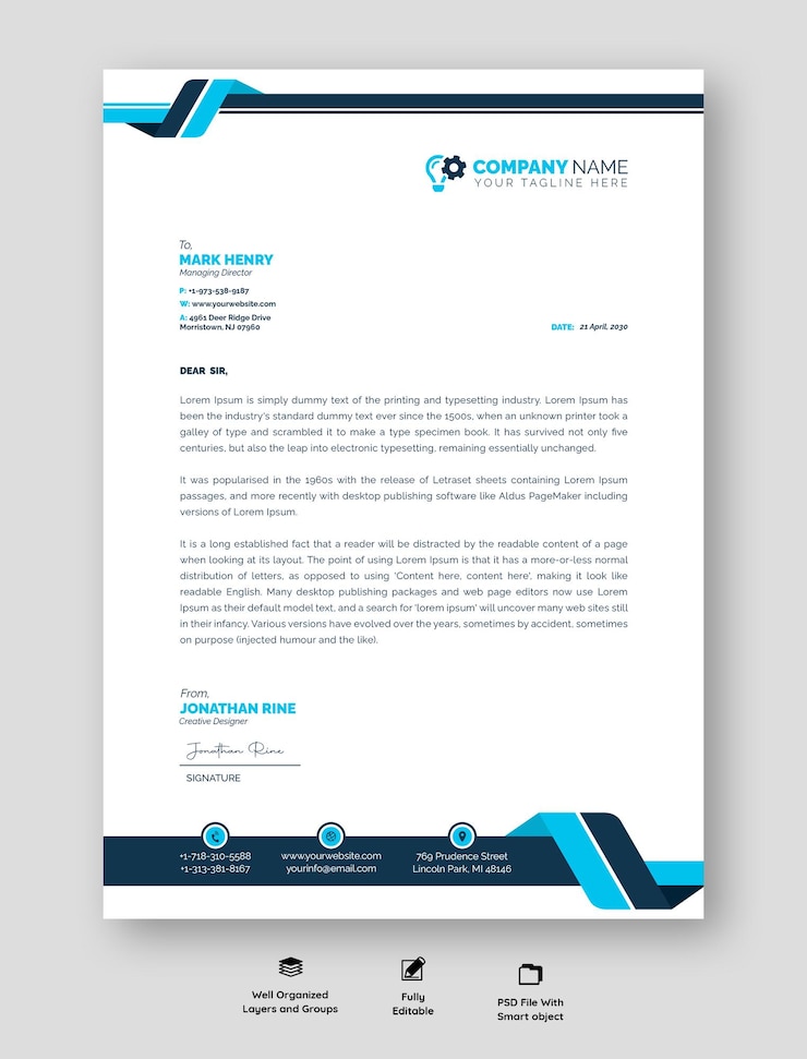 Free PSD modern business and corporate letterhead template