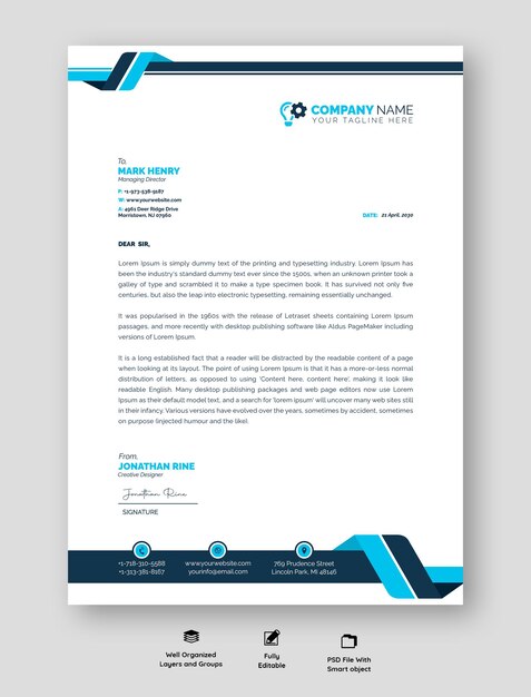 Modern business and corporate letterhead template