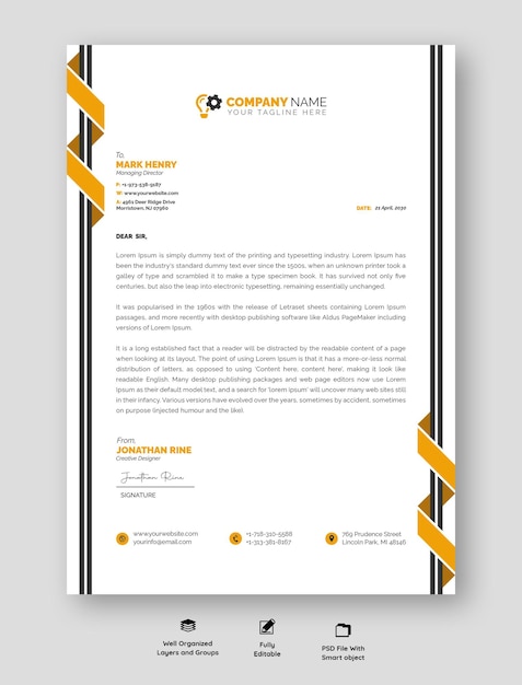 Free PSD modern business and corporate letterhead template