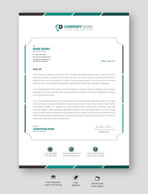 Modern business and corporate letterhead template