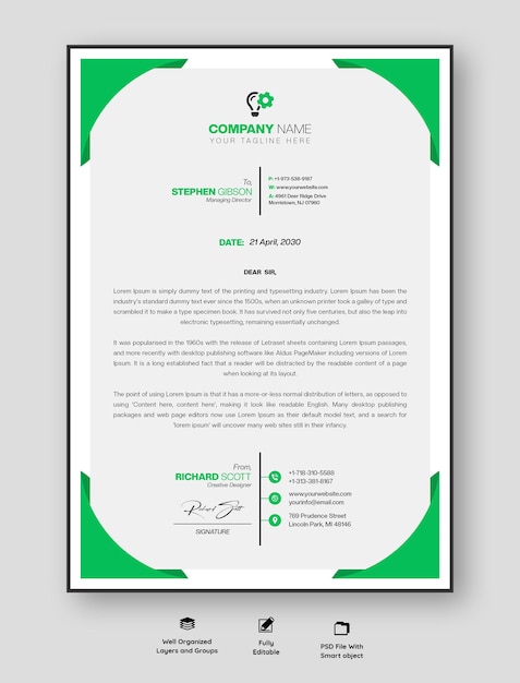 Modern business and corporate letterhead template