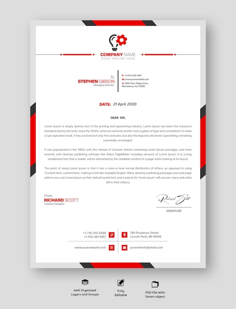 Free PSD modern business and corporate letterhead template