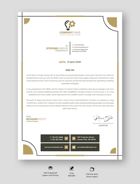 Free PSD modern business and corporate letterhead template