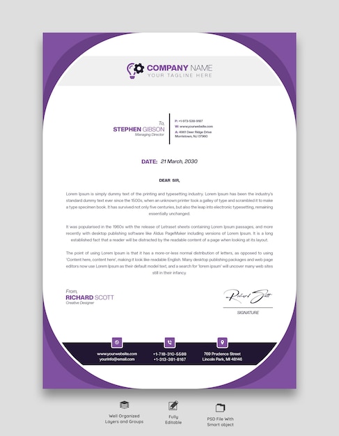 Free PSD modern business and corporate letterhead template