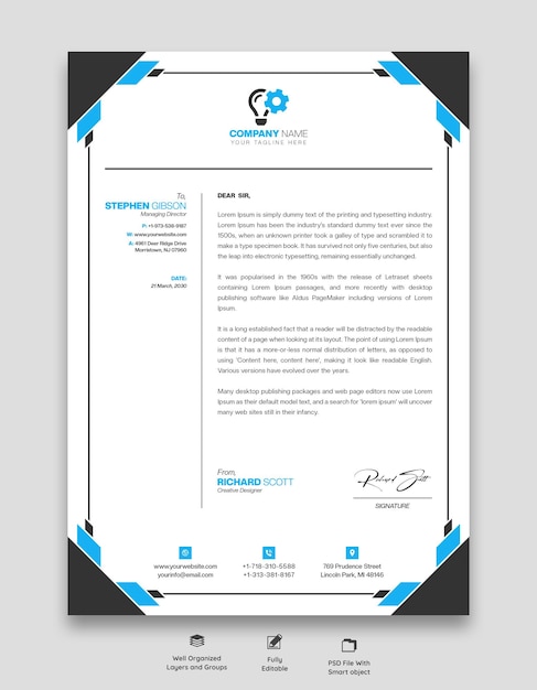 Modern business and corporate letterhead template