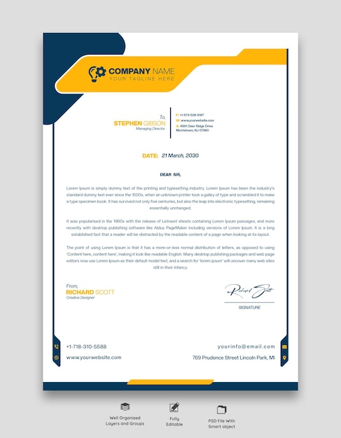 Modern business and corporate letterhead template