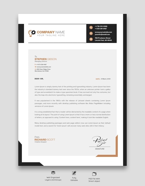 Free PSD modern business and corporate letterhead template