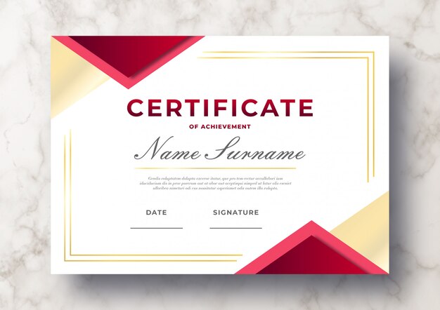 Modern Certificate of achievement PSD template
