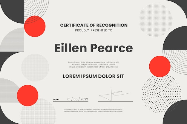 Modern certificate of achievement template with geometric shapes