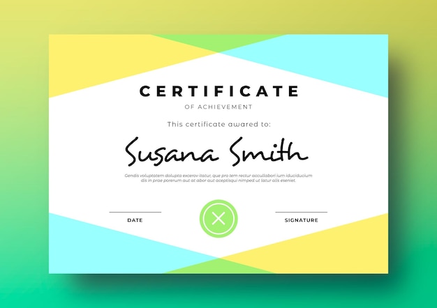 Free PSD modern certificate template with geometric and colorful frame