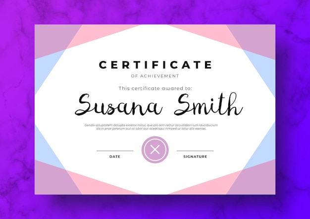 Modern certificate template with geometric frame