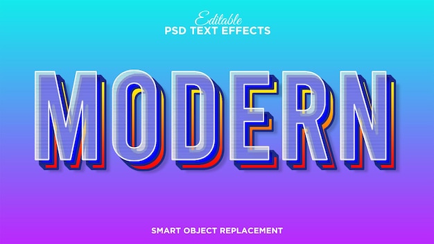 Free PSD modern and colorful text effect with rich pattern