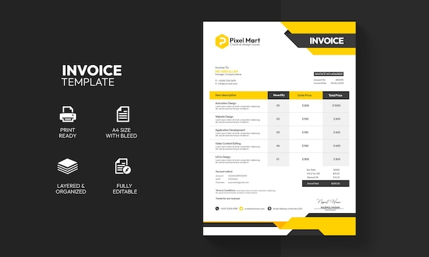 Modern corporate business invoice template design