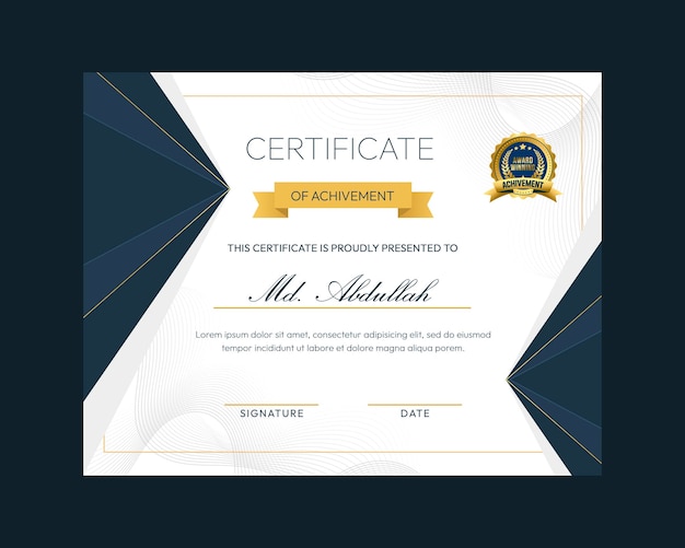 Free PSD modern creative and elegant certificate design template