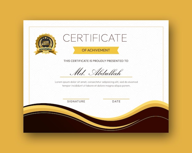 Free PSD modern creative and elegant certificate design template