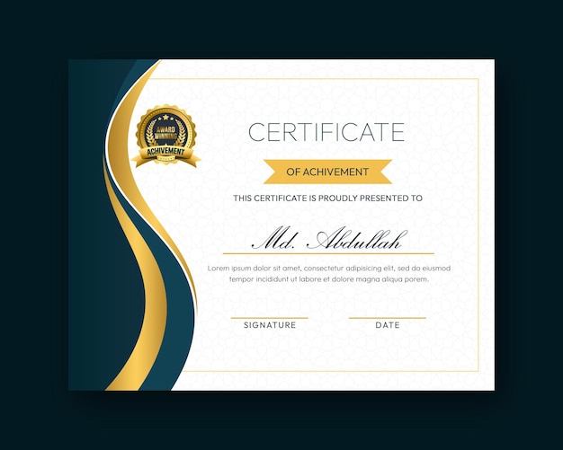 Free PSD modern creative and elegant certificate design template