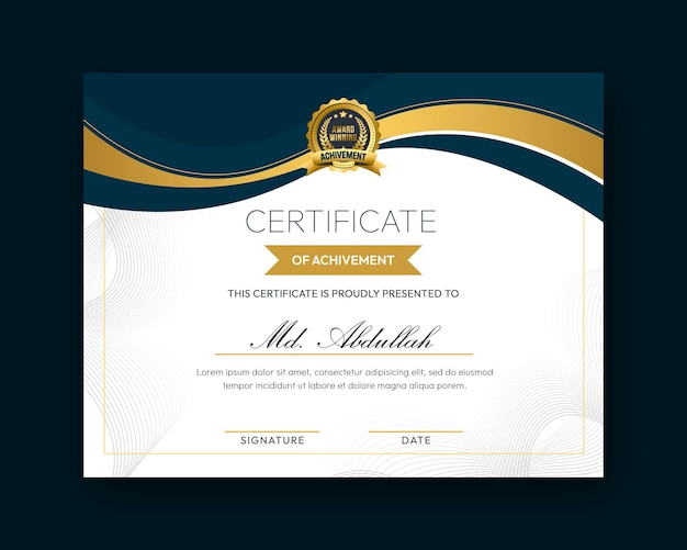 Free PSD modern creative and elegant certificate design template