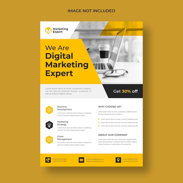 Modern digital marketing flyer template – Free PSD download