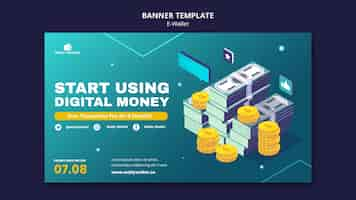 Free PSD modern e-wallet banner template