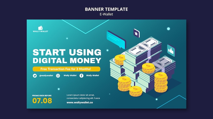 मुफ़्त PSD modern e-wallet banner template