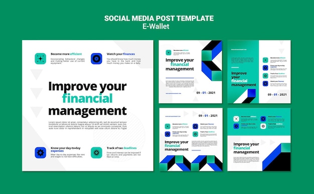 最新のeウォレットソーシャルメディア投稿セット