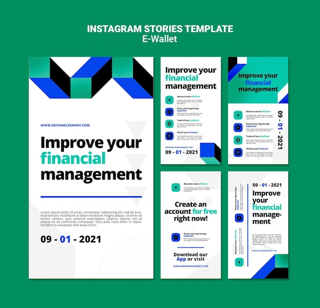 Modern e-wallet social media stories set – Free PSD Templates