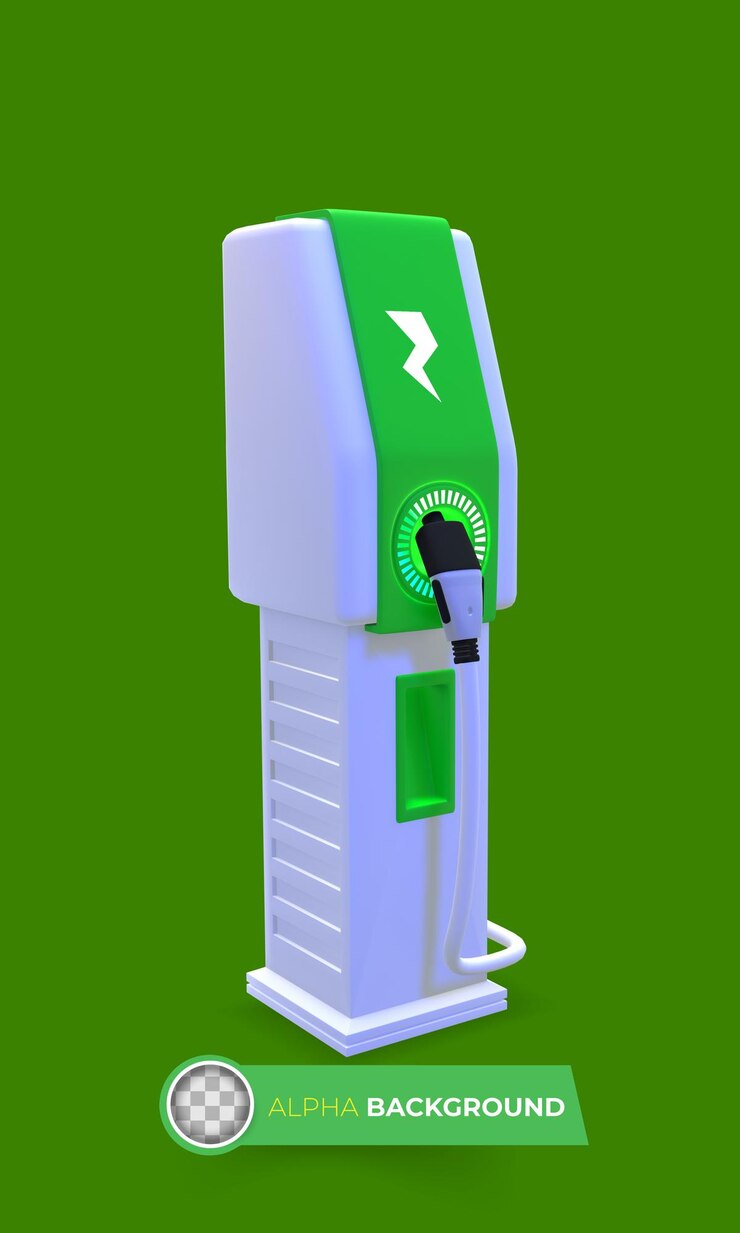 免費 PSD 現代電動車充電器 3d 插圖