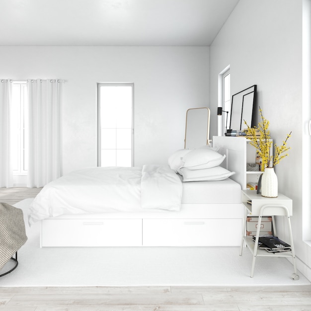 Free PSD modern and elegant bedroom