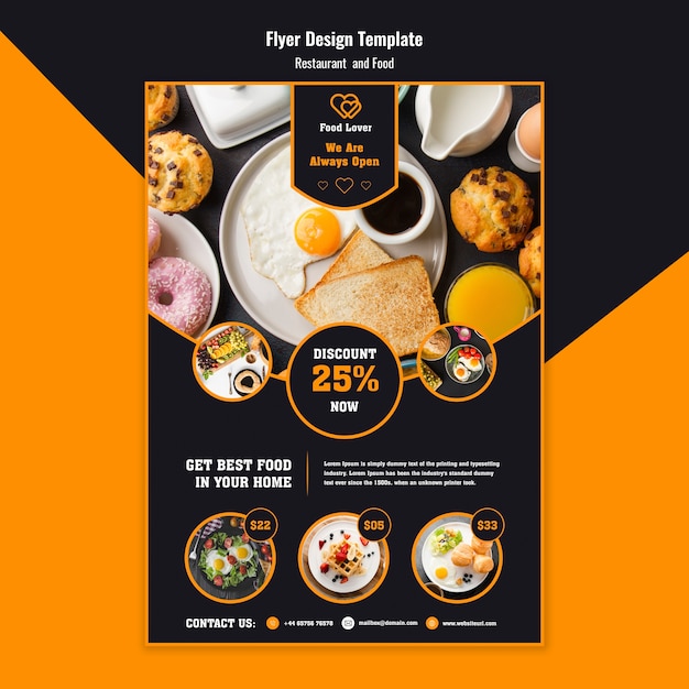 Modern flyer template for breakfast restaurant