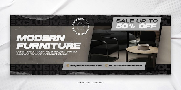 Modern furniture sale facebook cover or horizontal banner template