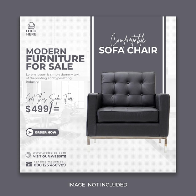 Free PSD modern furniture for sale social media post design