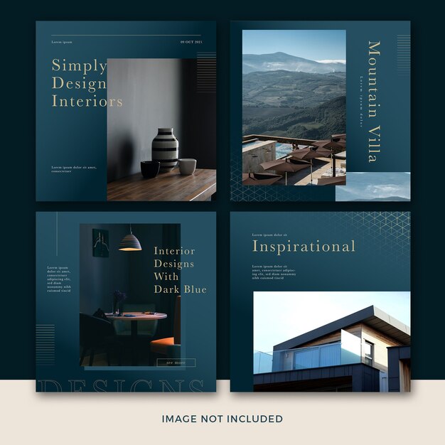 Modern furniture social media post template collection