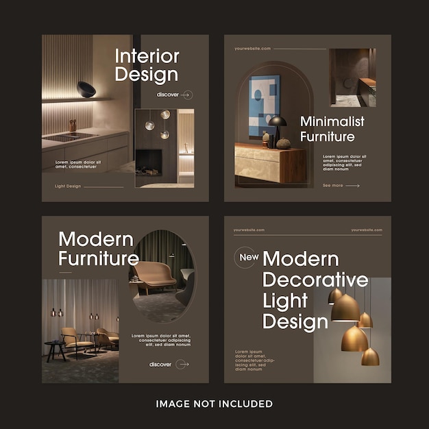 Free PSD modern furniture social media post template collection