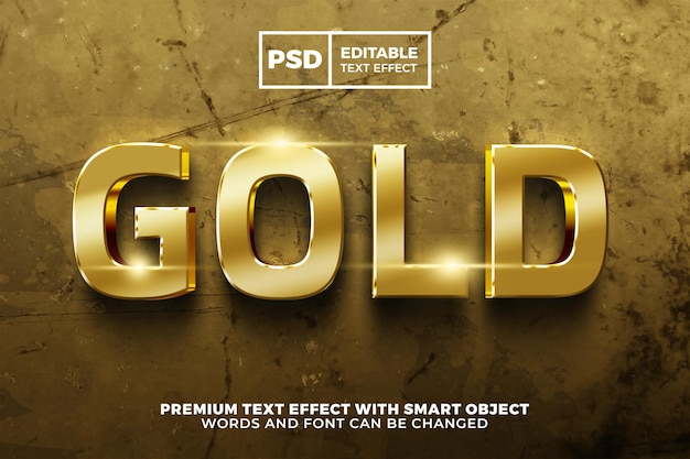 Современный золотой жирный 3d стиль редактируемого текстового эффекта