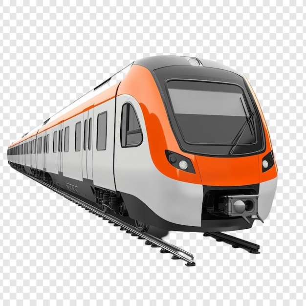 オレンジとホワイトの線路の近代的な高速列車 優雅で高速な輸送