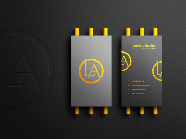 Modern horizontal luxury business card mockup in dark background