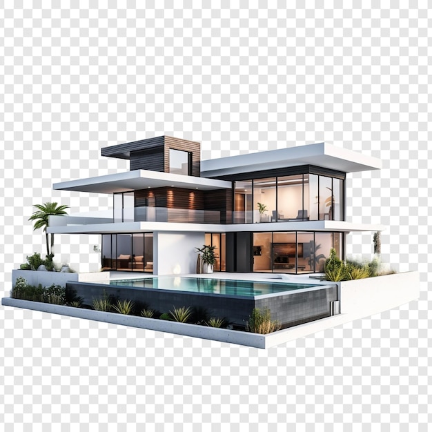 Free PSD modern house isolated on transparent background
