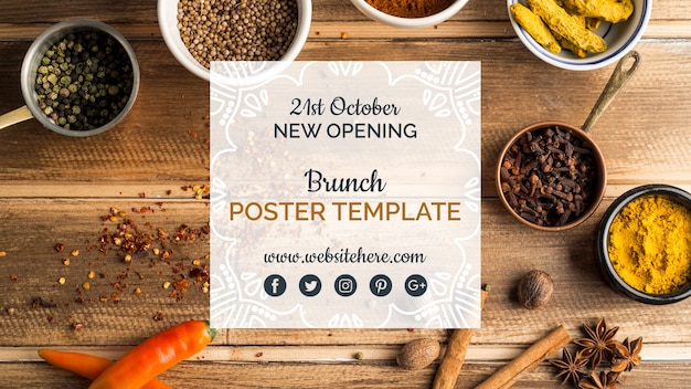 Modern indian food poster template