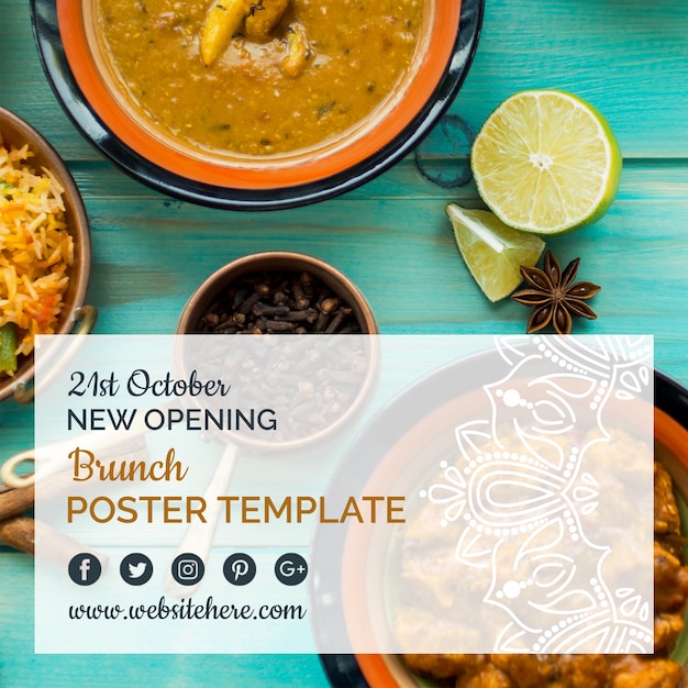 Modern indian food poster template